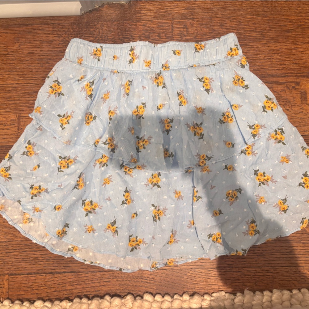 Altar'd State Light Blue Floral Mini Skirt
